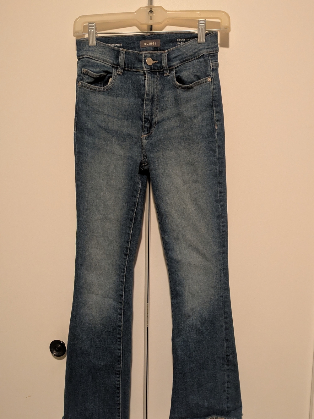 DL1961 Wide Leg Flare Jeans in Medium Blue